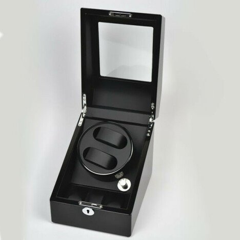 Cutie intors ceasuri automatice iUni, Watch Winder 2 + 3 spatii depozitare Negru